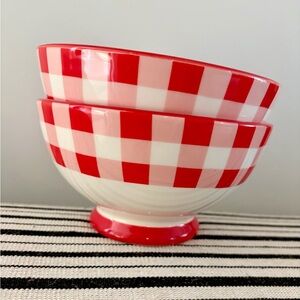 Pioneer Woman Red Gingham Ceramic Bowls
